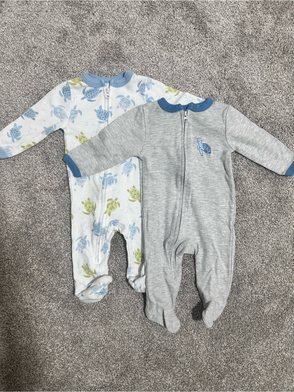 Laura Ashley Baby Footie Sleepers in Gray, White, Blue, Green